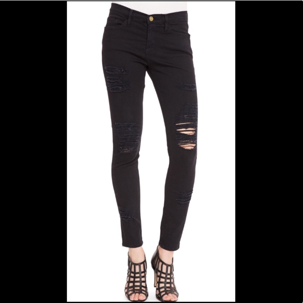 Black ripped Paige brand jeans